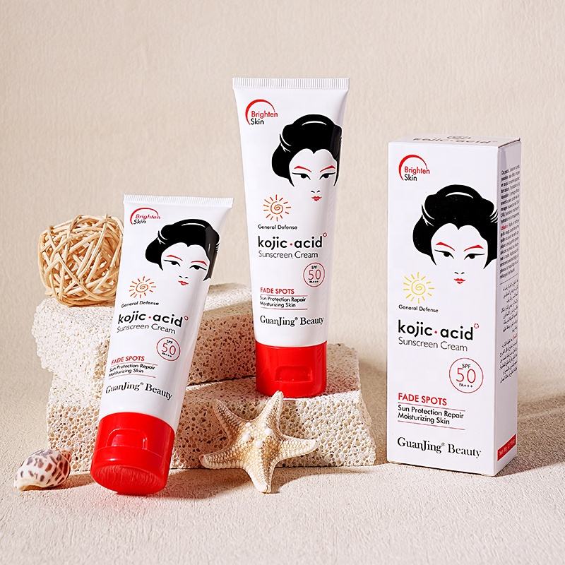 GuanJing Kojic Acid Sunscreen Cream Fade Spots SPF50 - 80g